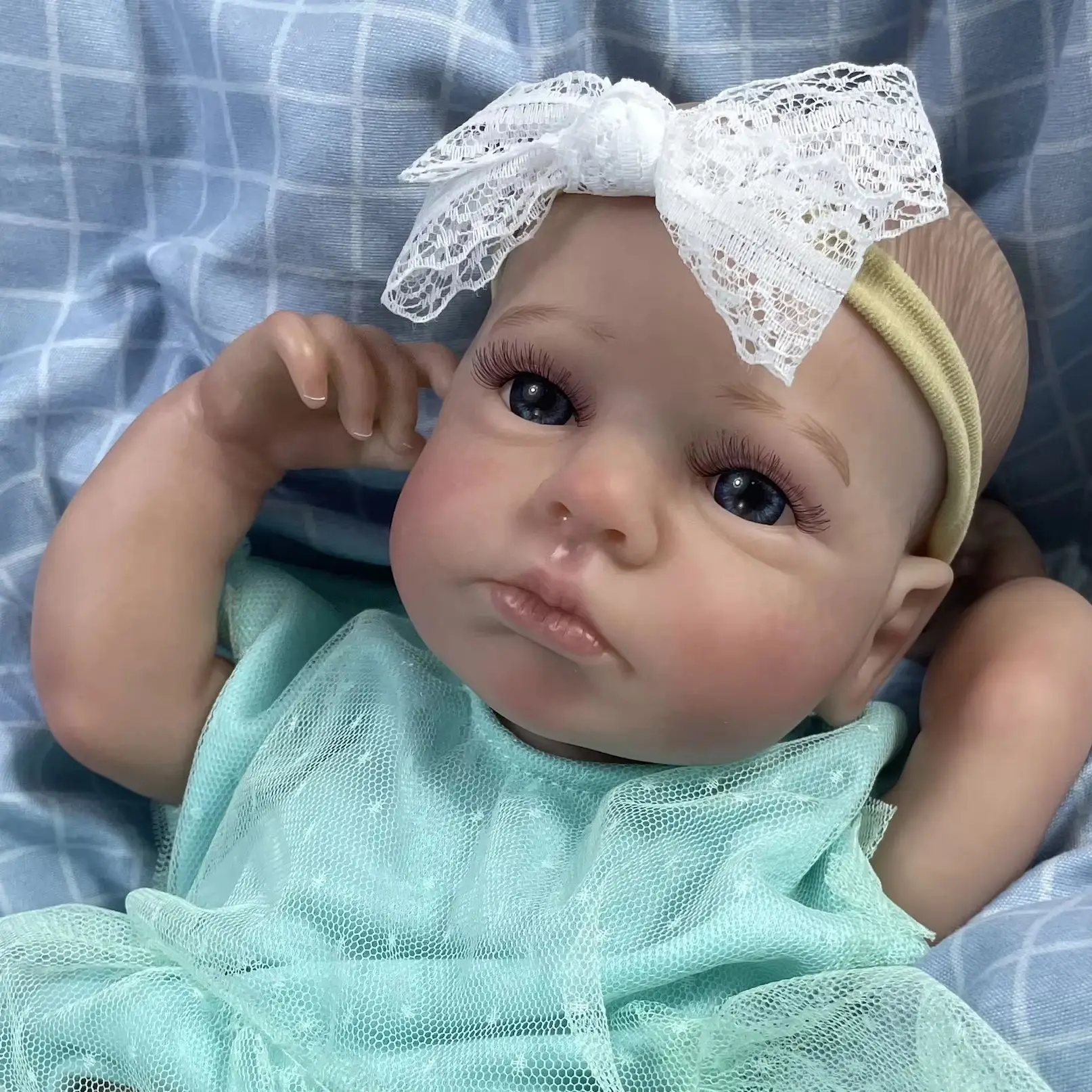 50CM Reborn LouLou despierto cuerpo completo de vinilo chica lavable recién nacido muñeca Reborn 3D tono de piel venas visibles muñeca para niños regalo - imagen 2