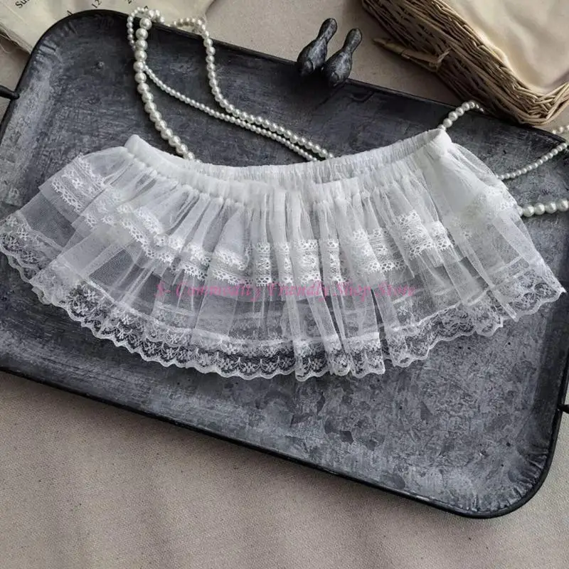 85ae Falda malla doble capas para niñas Cortina pedos decorativos encaje decorativo para ocasiones y - imagen 4