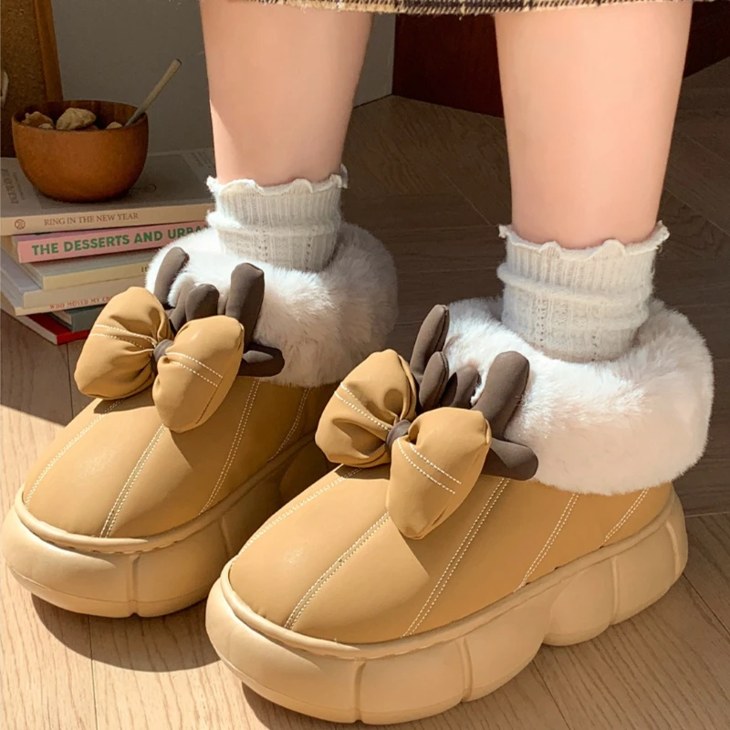 Botas plataforma invernales para niñas cálidas con lazo y suela - imagen 2