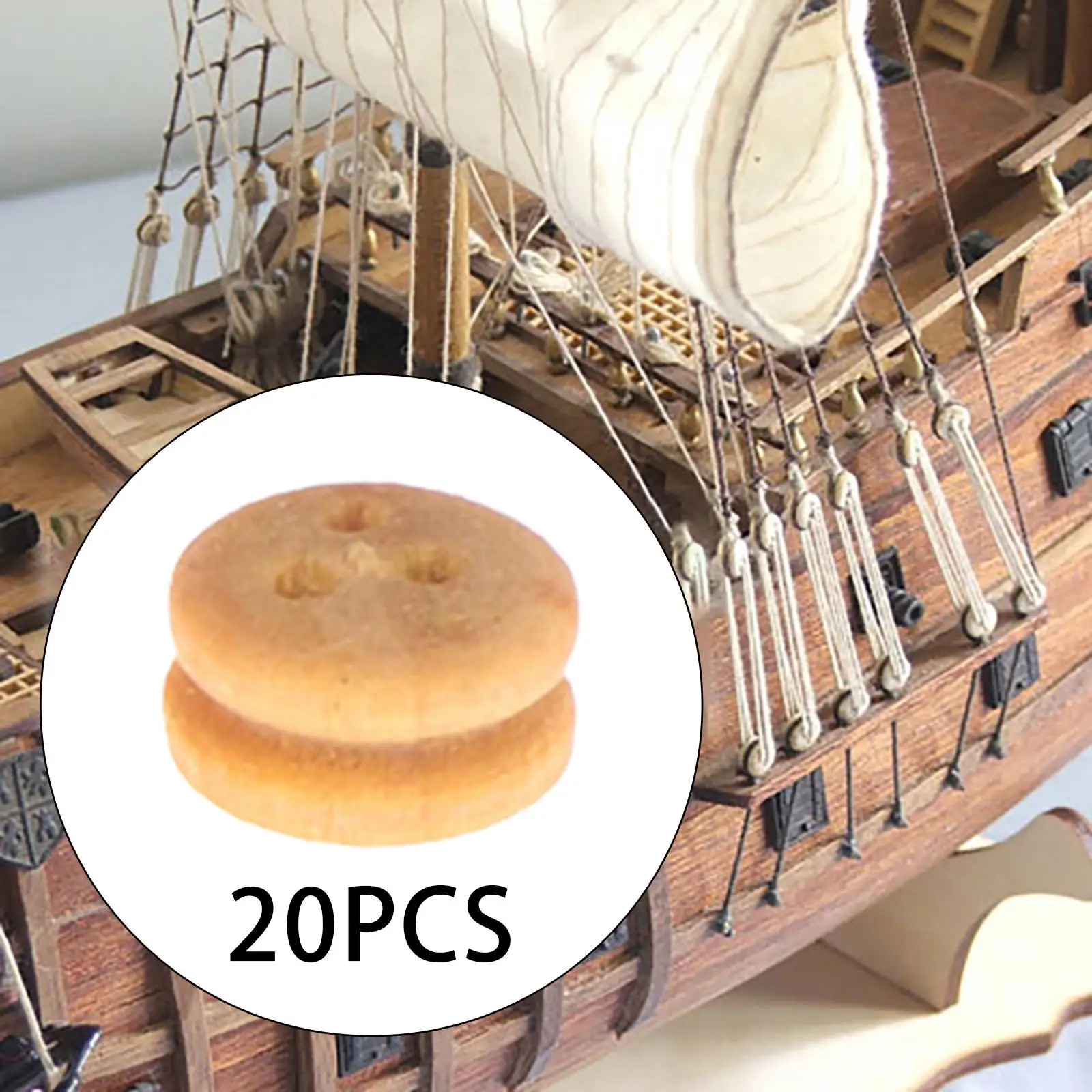 20 Pieces Pulley Blocks for Ancient Sailing Boat Multipurpose Easy to Use Model Building Kits Parts Wooden Model Ship Fittings