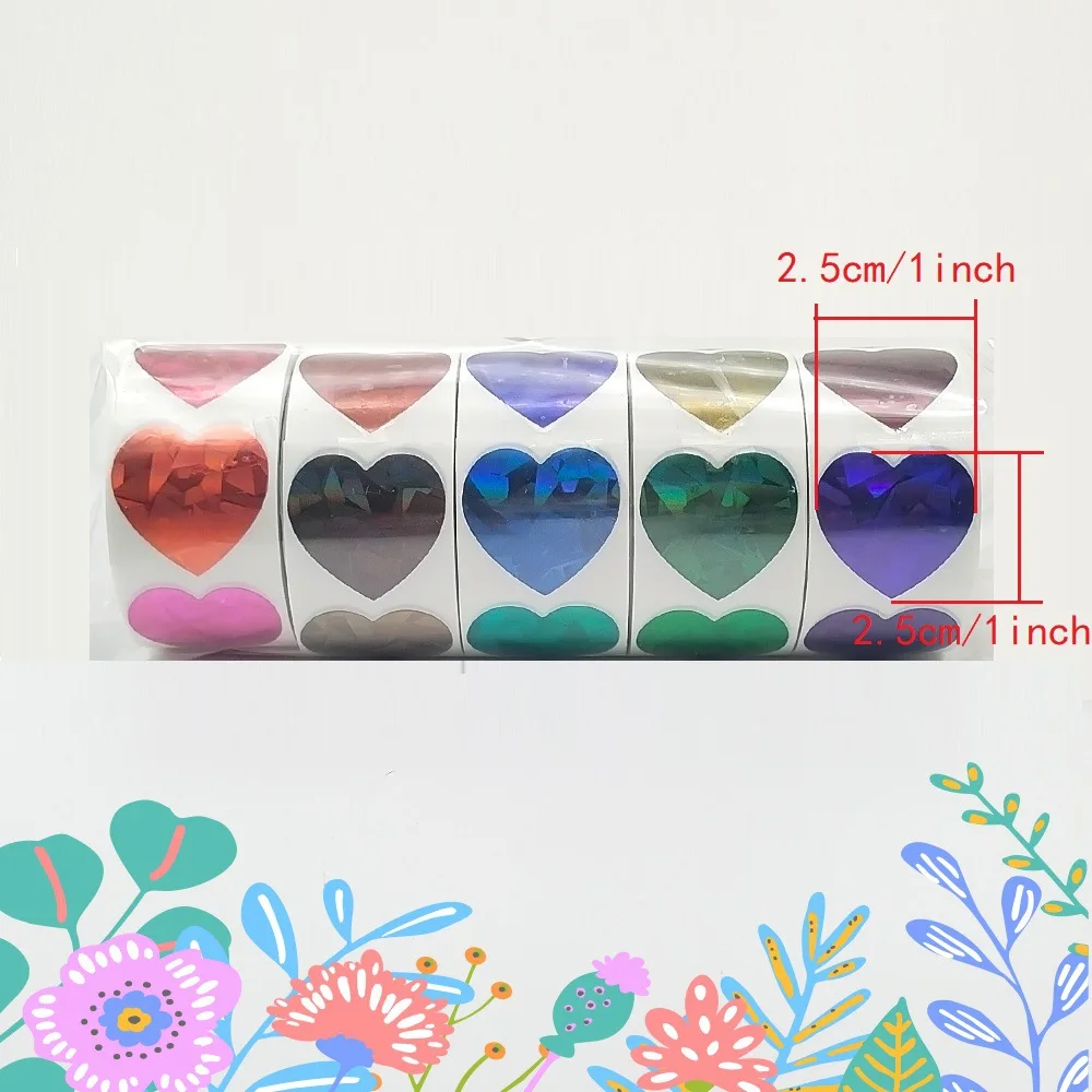 5 rollos de pegatinas holográficas de recompensa, autoadhesivas, decoración de álbum, papel de aluminio, estrella, corazón, flor, punto redondo, pegatinas Ren