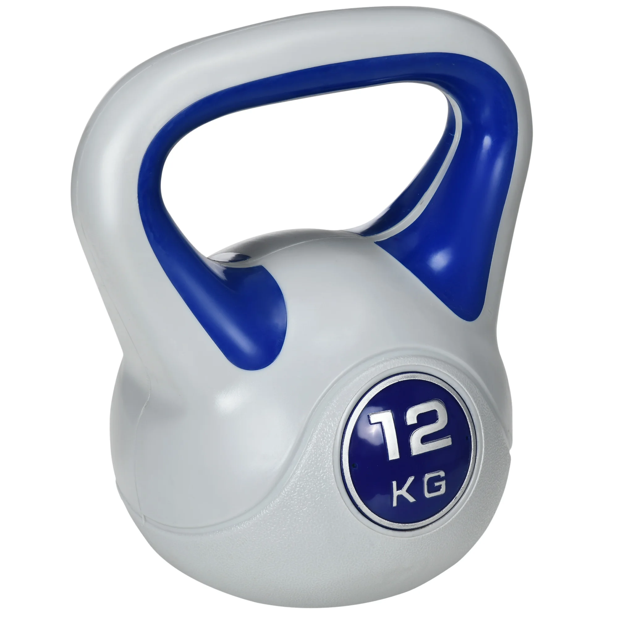 SPORTNOW Pesa Rusa 12 kg Kettlebell Revestimiento de PU y Relleno de Arena Mango Ancho para Entrenamiento Culturismo en Casa Gimnasio 24x17x28 cm Azul Oscuro y Gris