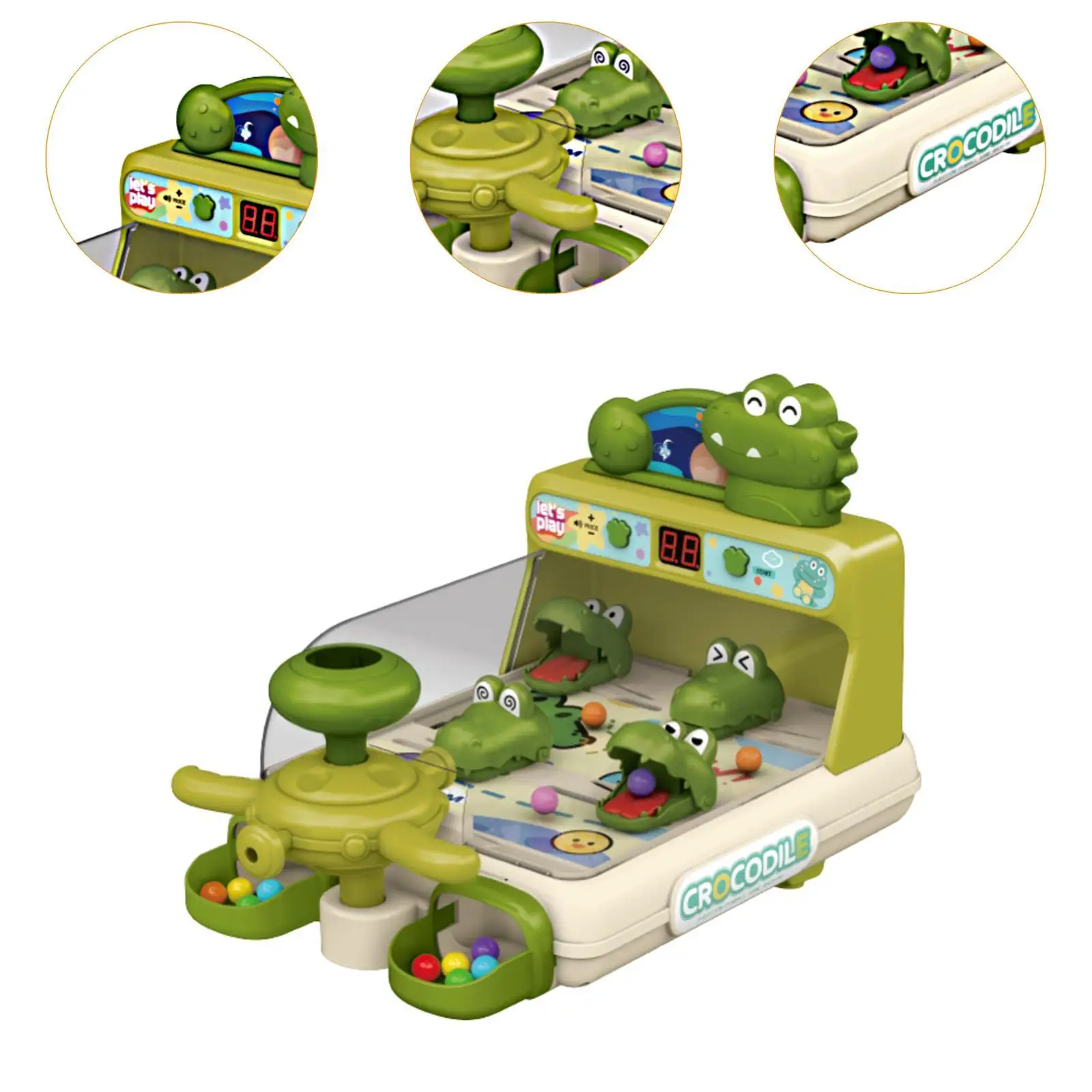 Crocodile Pinball Machine Party Favor Hand Eye Coordination Sturdy Educational Toy Interactive Game for Kids Ages 3 4 5 6
