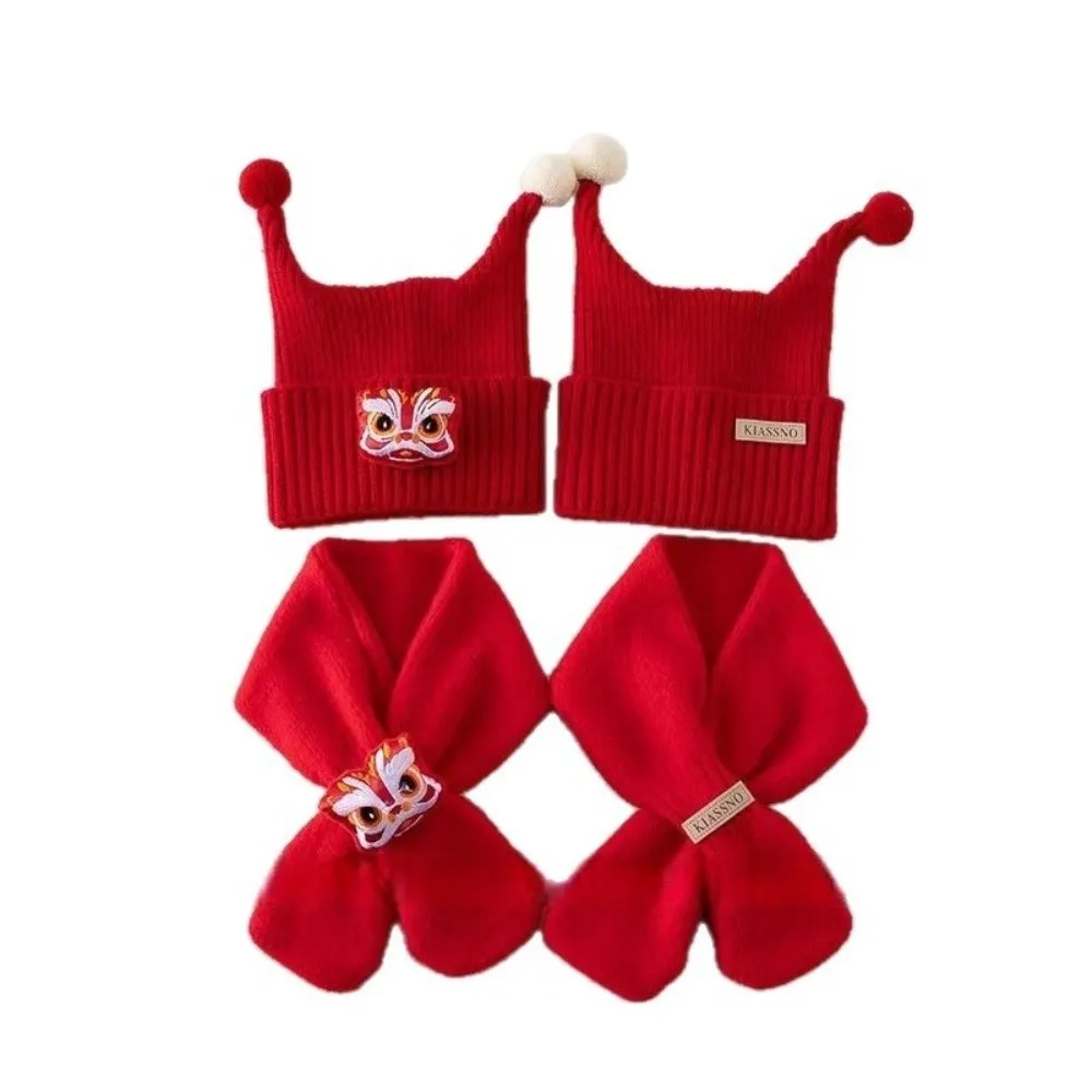 Nuevo conjunto de gorro y bufanda festivo, calentador de cuello cálido a prueba de viento, gorro rojo a prueba de frío, regalo - imagen 2