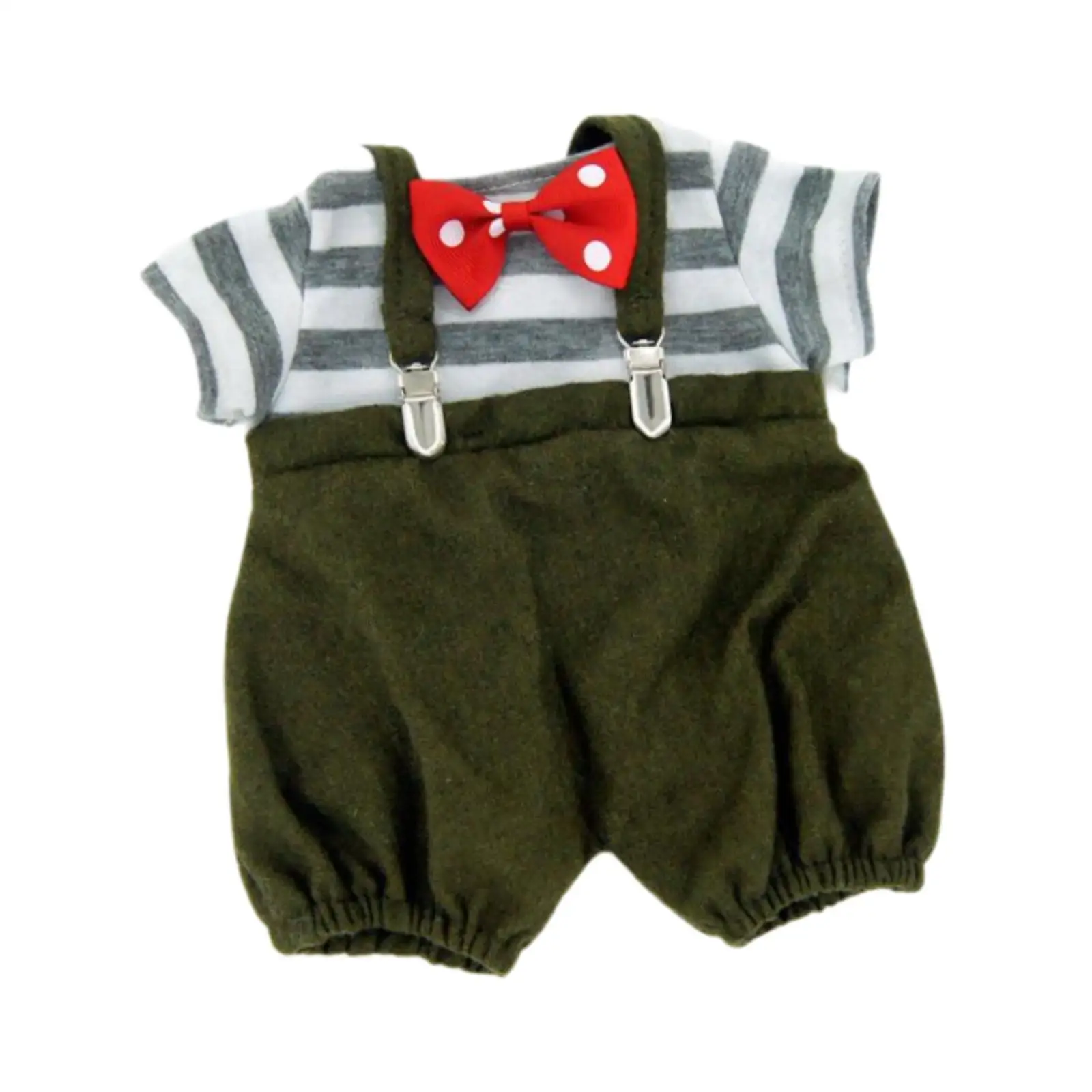 3x Fashion Dolls Suspender Pants and T Shirt Bow Tie Outfits Accessories Handmade Clothing for 38cm Dolls Children's Gifts