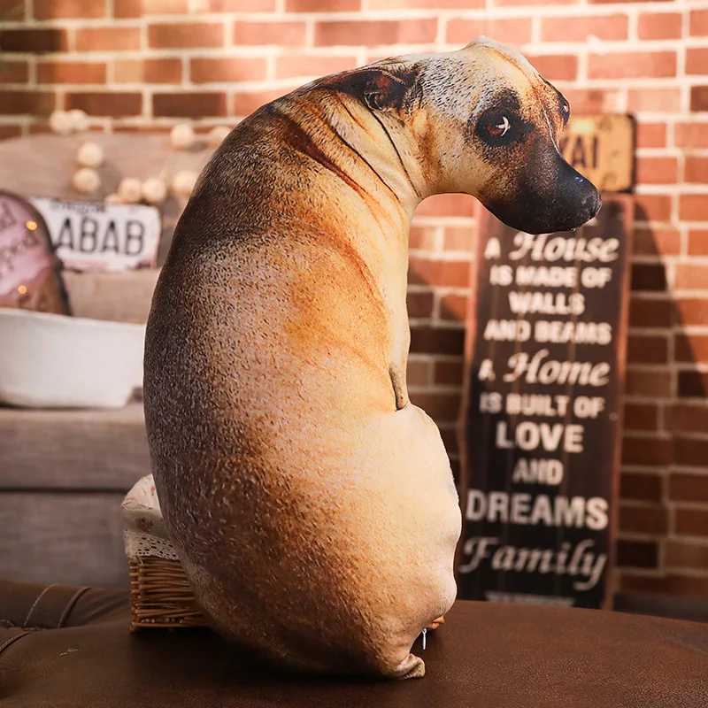 Almohada infantil 3D con diseño curvo realista de perro