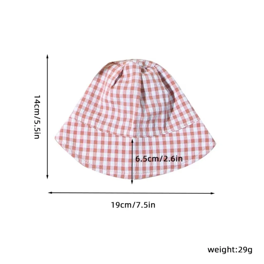 Nuevo sombrero de cubo a cuadros de doble cara para bebé, gorras de pescador Reversibles de Color sólido para niños, gorro de algodón con visera para bebé, gorra de verano - imagen 4
