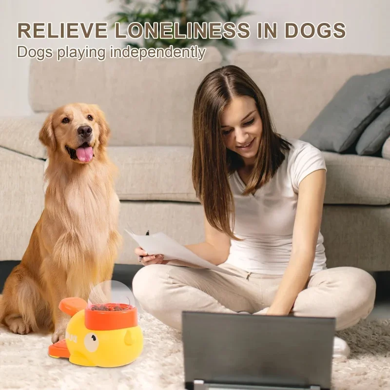 Comedero interactivo para perros, dispensador automático de comida para mascotas, comedero de aperitivos para mascotas, para entrenamiento de perros, comedero para mascotas, pato amarillo pequeño - imagen 4