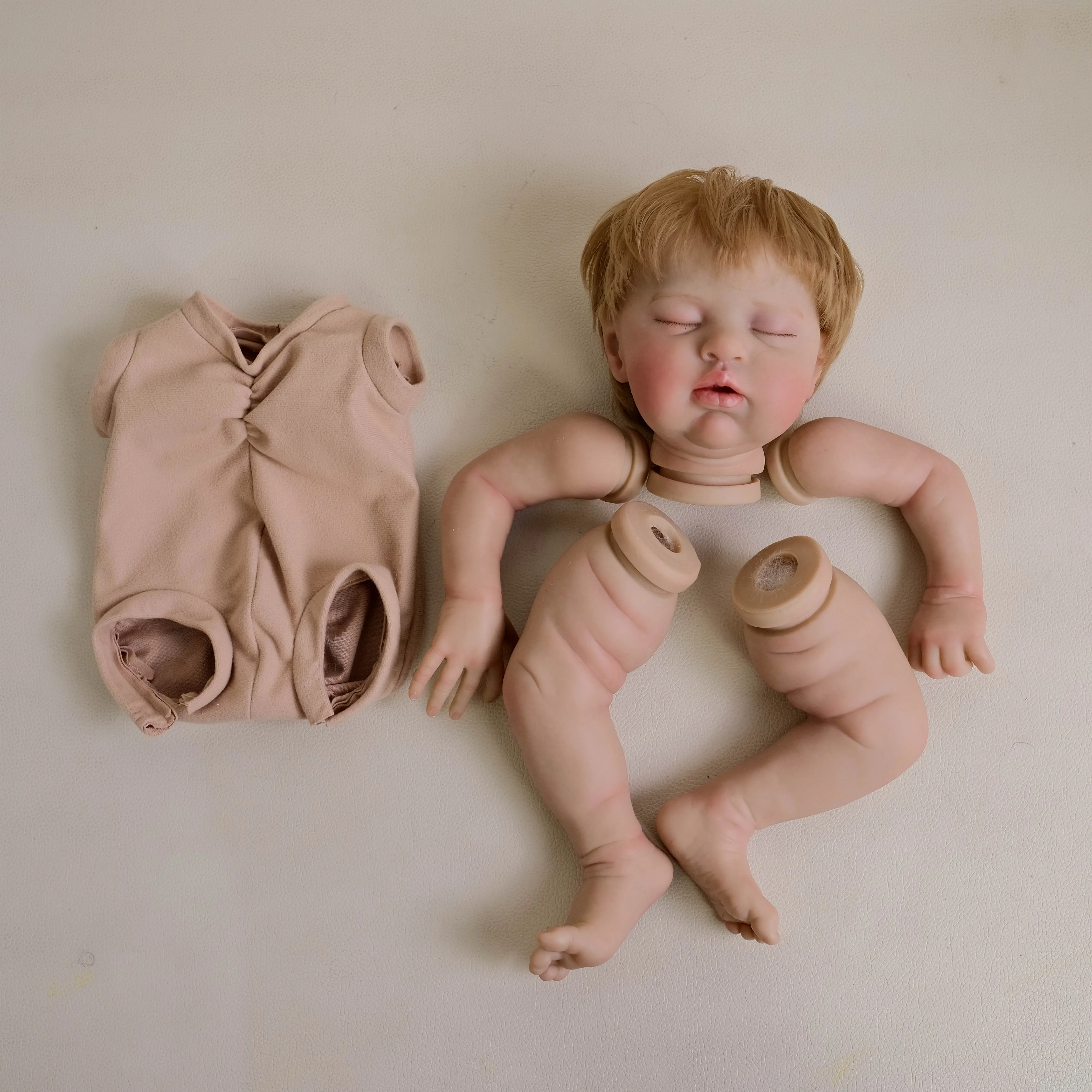 NPK-Kit de muñeco pintado de peluche realista para recién nacido, 19 pulgadas, piezas sin terminar con pelo enraizado a mano - imagen 5