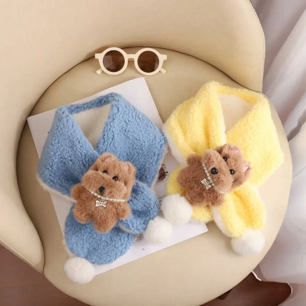 Bufanda de osos para bebé, Material bonito de dibujos animados, bufandas cálidas y gruesas para niños, pañuelo de textura suave a prueba de viento, temporada de otoño - imagen 4