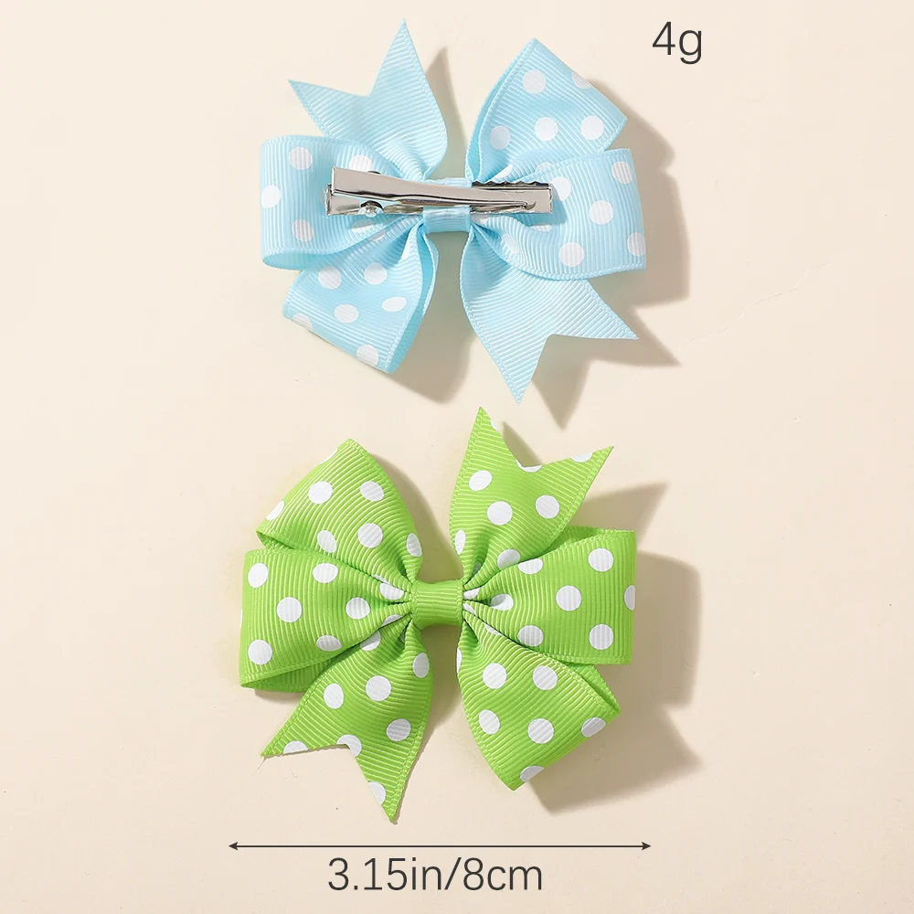 1 pieza de 3 pulgadas, pinza para el pelo con lazo de lunares para niña, lazos de lunares de princesa, cinta de grogrén, tocados de Boutique, accesorios para el cabello - imagen 2