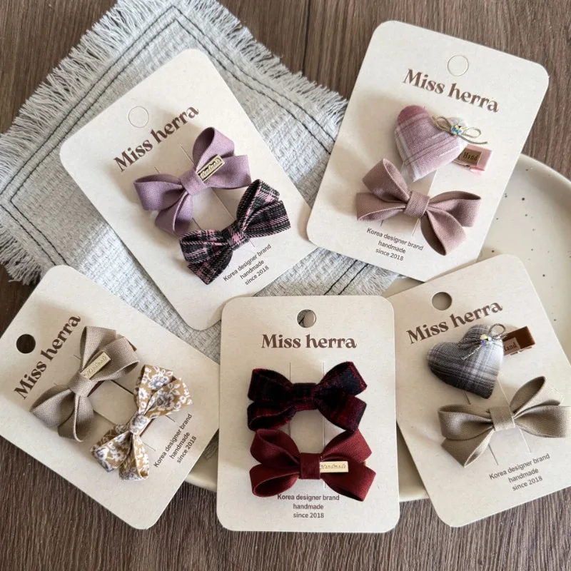 2 unids/set de pinzas para el pelo con lazo de tela para niños, pasadores bonitos para niñas pequeñas, Clips a presión laterales, pinzas para flequillo, horquillas para el cabello antideslizantes dulces - imagen 2