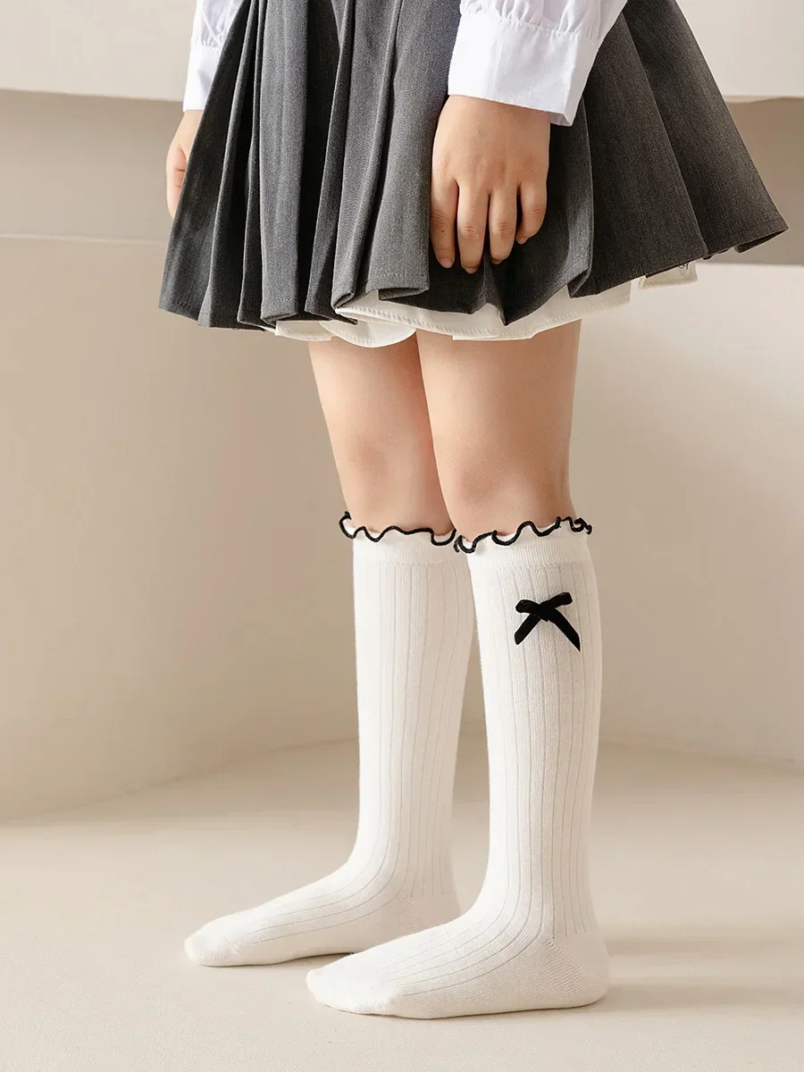 Calcetines de media pantorrilla con lazo para niña – Suaves para entretiempo - imagen 5