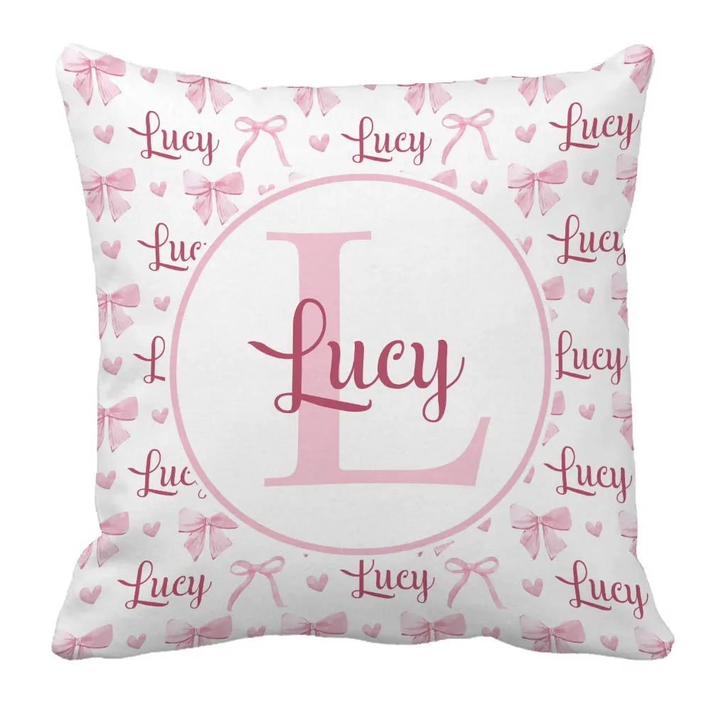 Juego de cama cuna personalizado con lazo rosa para bebé niña - imagen 4