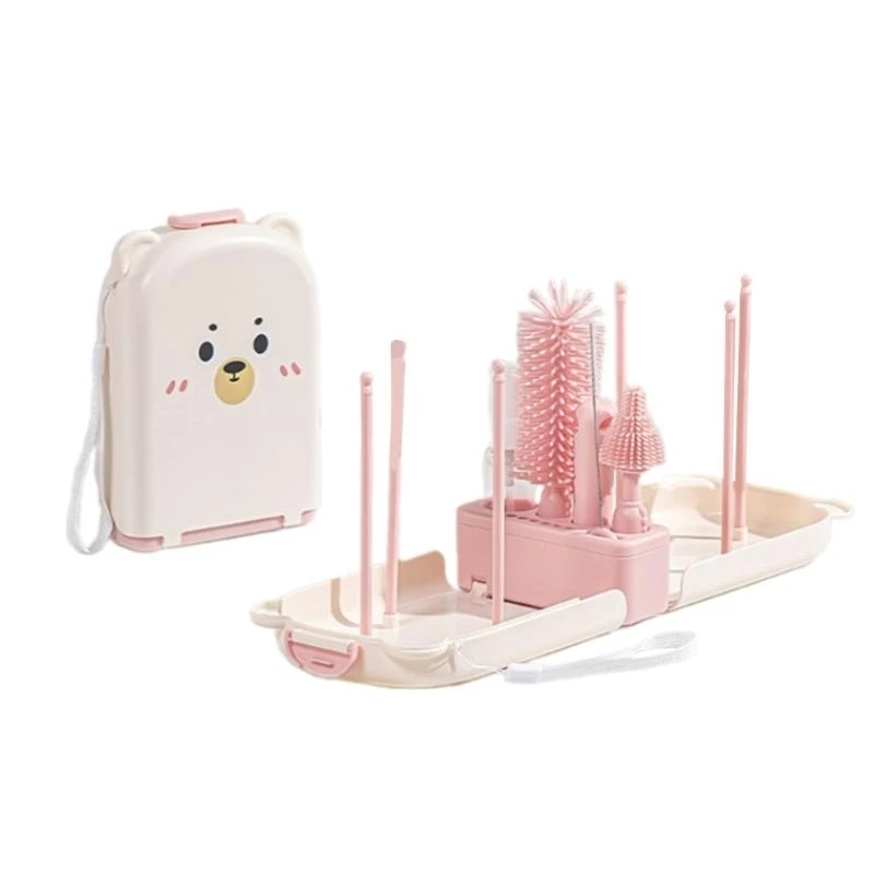 M76C cepillo limpiador biberones viaje, juego brochas para biberones para limpiar botellas agua, cepillo limpieza