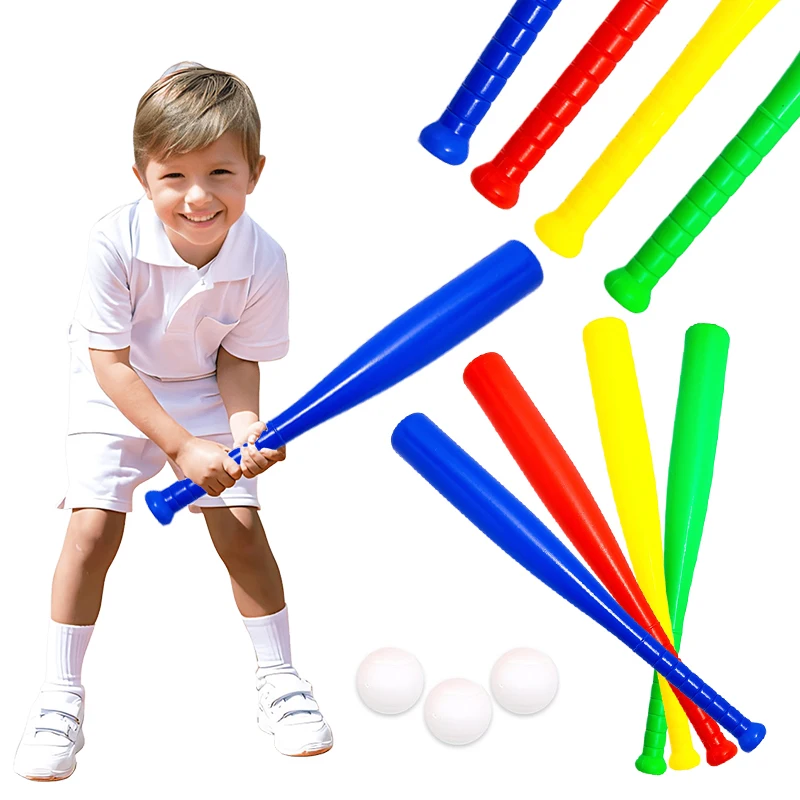 1 palo de béisbol de plástico con pelota, juego deportivo, rojo, amarillo, verde, azul, 4 colores para juegos deportivos al aire libre, regalo de béisbol ZYF