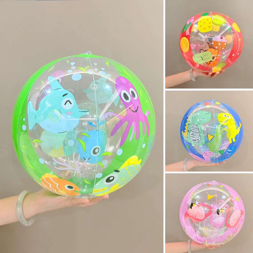 Pelota de playa inflable transparente con rayas coloridas para piscina - imagen 2