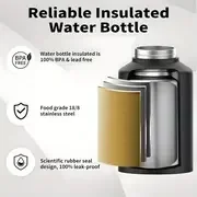 1pcs   gallon and half gallon water bottle insulated cold for   bpa free and leak proof 64oz 128oz stainless steel water jug vacuum   large water bottles with handle for gym hiking camping and travel details 4