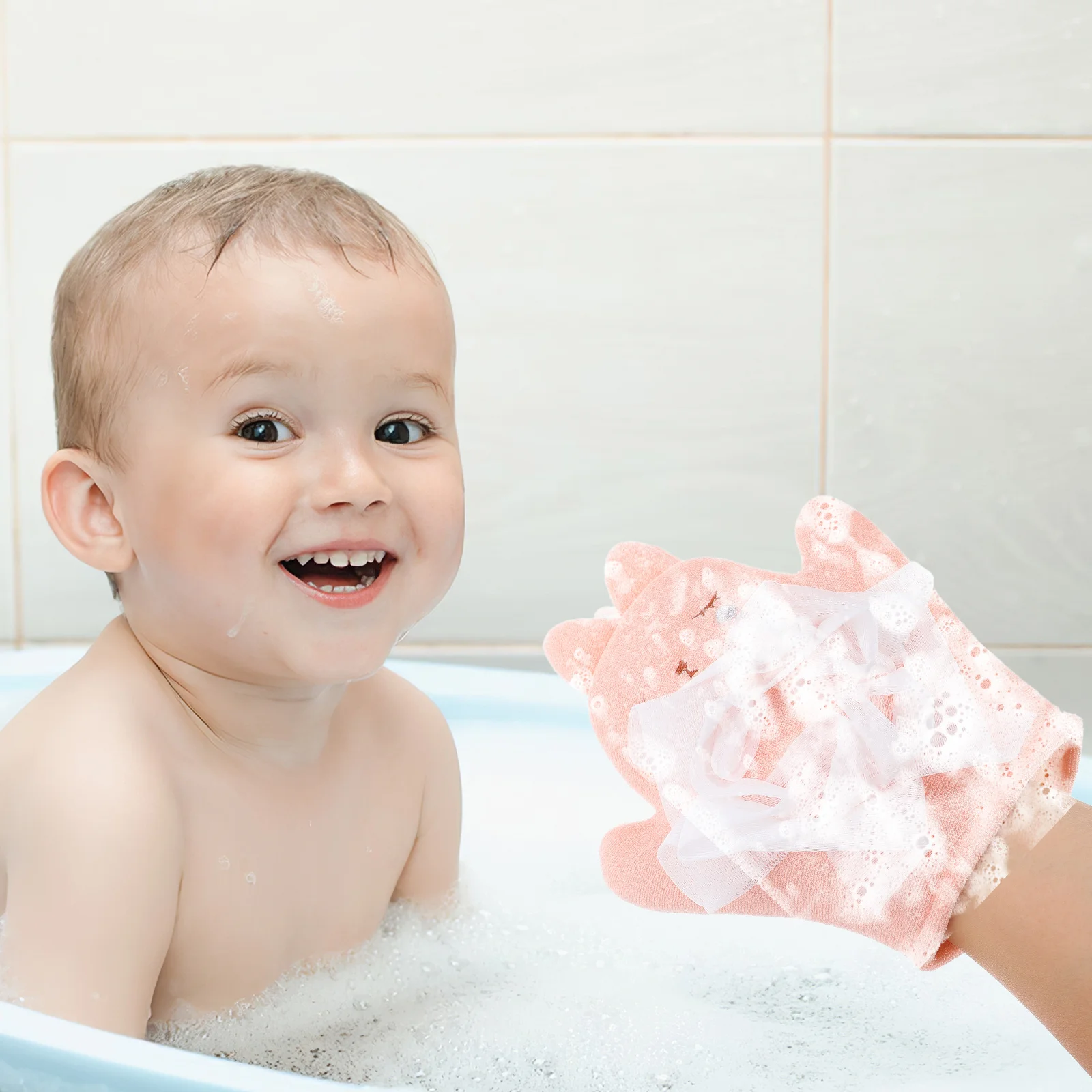 Manopla de lavado de bebé de doble cara, Material suave de dibujos animados de conejo, guante de baño suave, toallitas para bebé, manopla de baño para niños pequeños - imagen 5