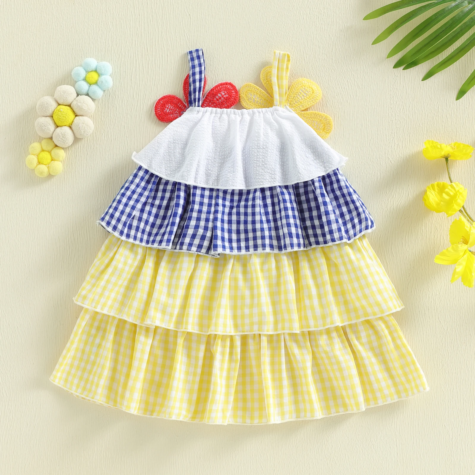 Vestido de verano para niña con volantes y flores