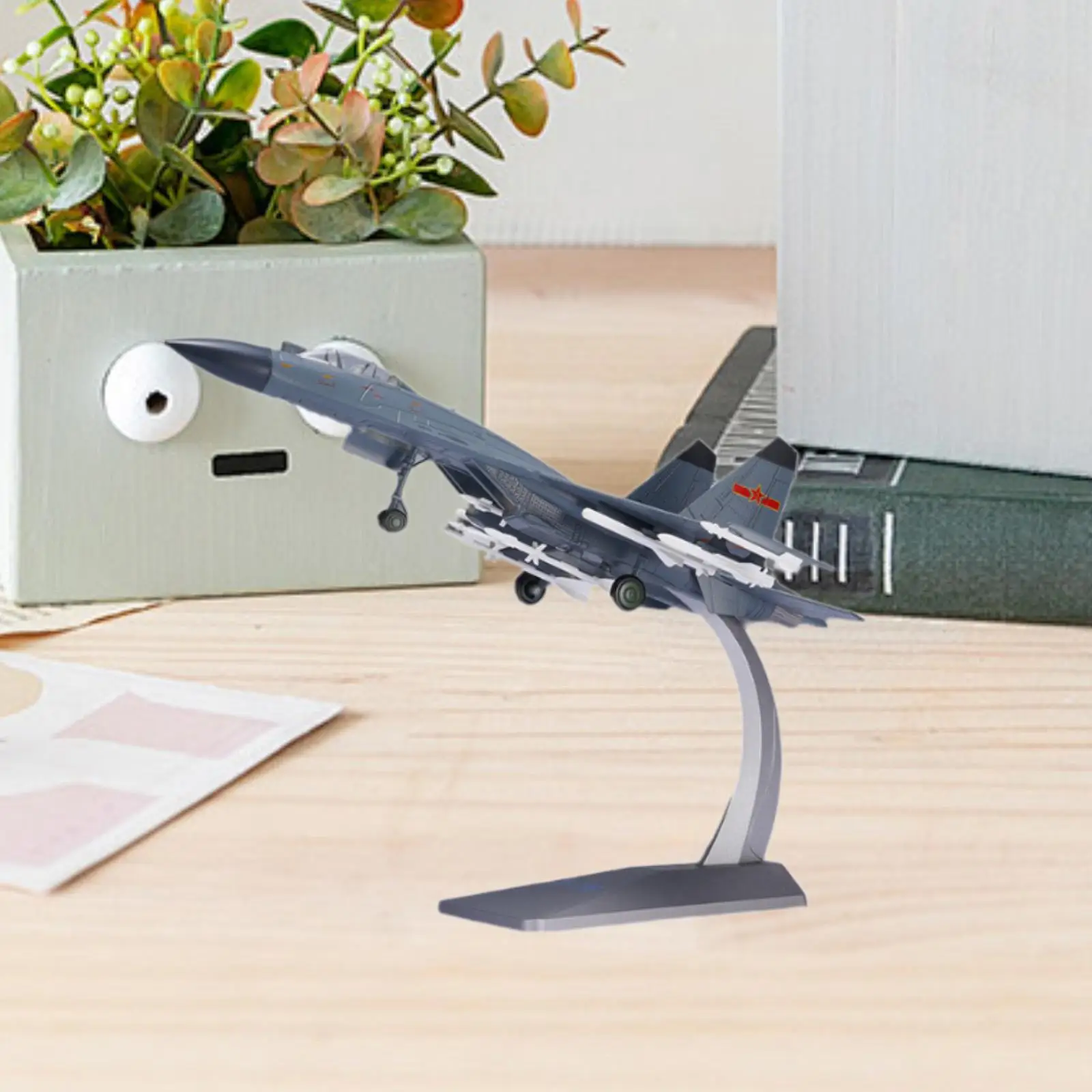 1: 72 Chinese J11 Fighter Aircraft Model with Stand 12x9x8.2inch Miniature Multifunctional Airplane Collection Aviation Souvenir