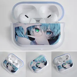 Fundas de silicona para auriculares Hatsune Miku TPU para Airpods 1, 2, 3, 4 Pro Pro2 Pro3, a prueba de golpes con correa de cordón, bolsa para auriculares antipérdida