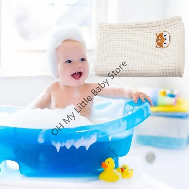 M76C Toalla baño para bebé, manta para dormir algodón, mantas transpirables para recién nacidos, colcha fina estampada, - imagen 4