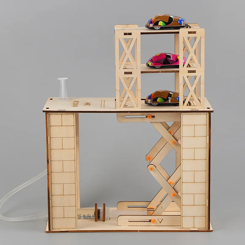 Tecnología de bricolaje, pequeña producción, garaje hidráulico tridimensional, estudiantes, juguetes educativos de ensamblaje manual, materiales modelo - imagen 2