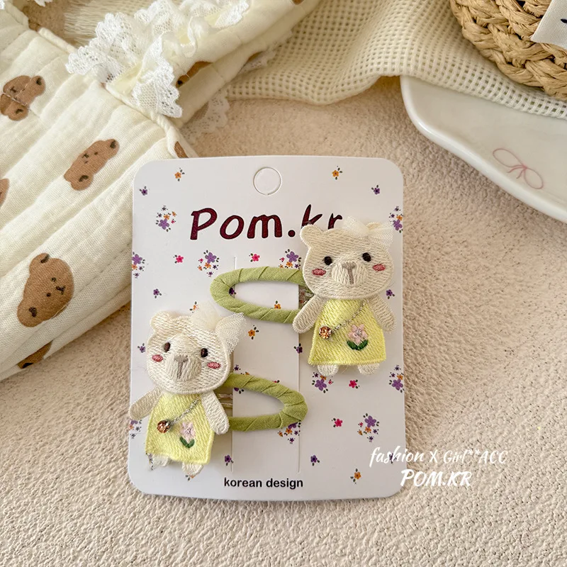 Pinzas para bebé niña – Clips laterales bordados a mano - imagen 4
