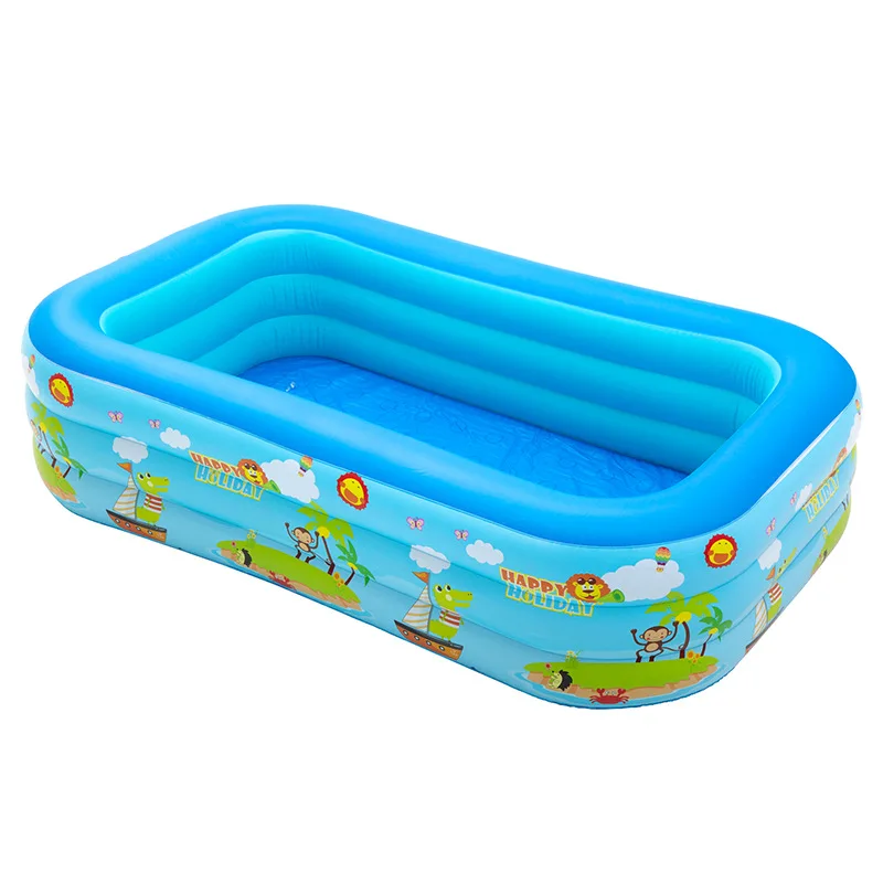 Piscina inflable de PVC con estampado de animales de dibujos animados, piscinas impresas, Mini baño de bebé divertido con agua de verano de 51,2 pulgadas - imagen 2