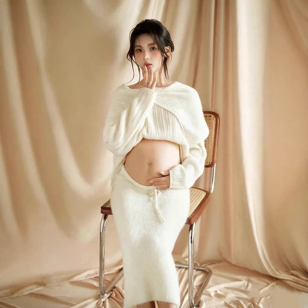 Conjunto de premamá para sesión de fotos: vestido y falda - imagen 4