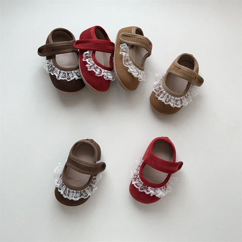 Primavera otoño zapatos para niñas conejo de dibujos animados niños zapatos de princesa de encaje suela blanda antideslizante niños pequeños primeros zapatos para caminar - imagen 5