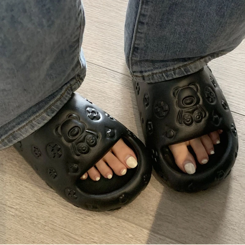 2025 Zapatillas de interior con plataforma para mujer, sandalias de verano con bonitos dibujos, chanclas de playa de suela gruesa, zapatos antideslizantes para el suelo del hogar para niñas - imagen 2