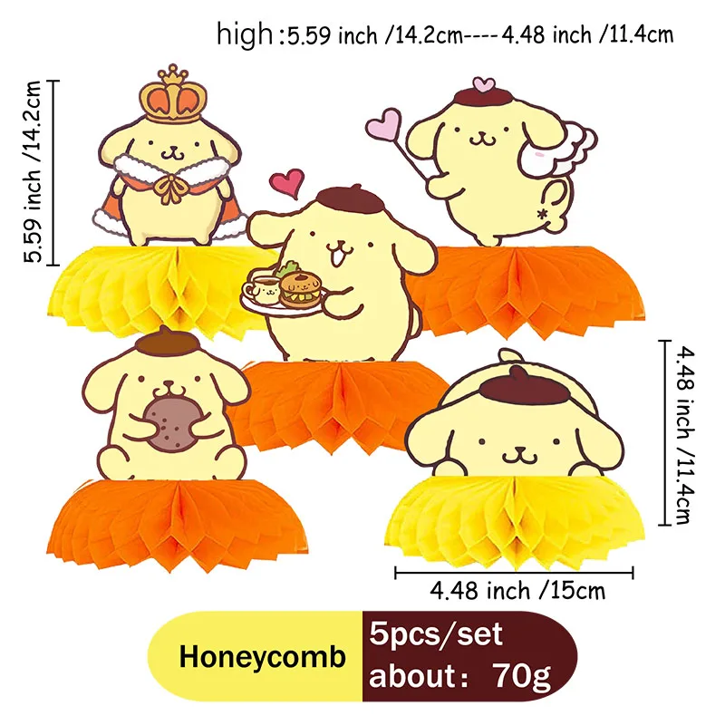 MINISO Pom Purin decoraciones para fiesta de cumpleaños recuerdo de niños plato de vaso de papel Cupcake vajilla desechable suministro de decoración de fiesta - imagen 3