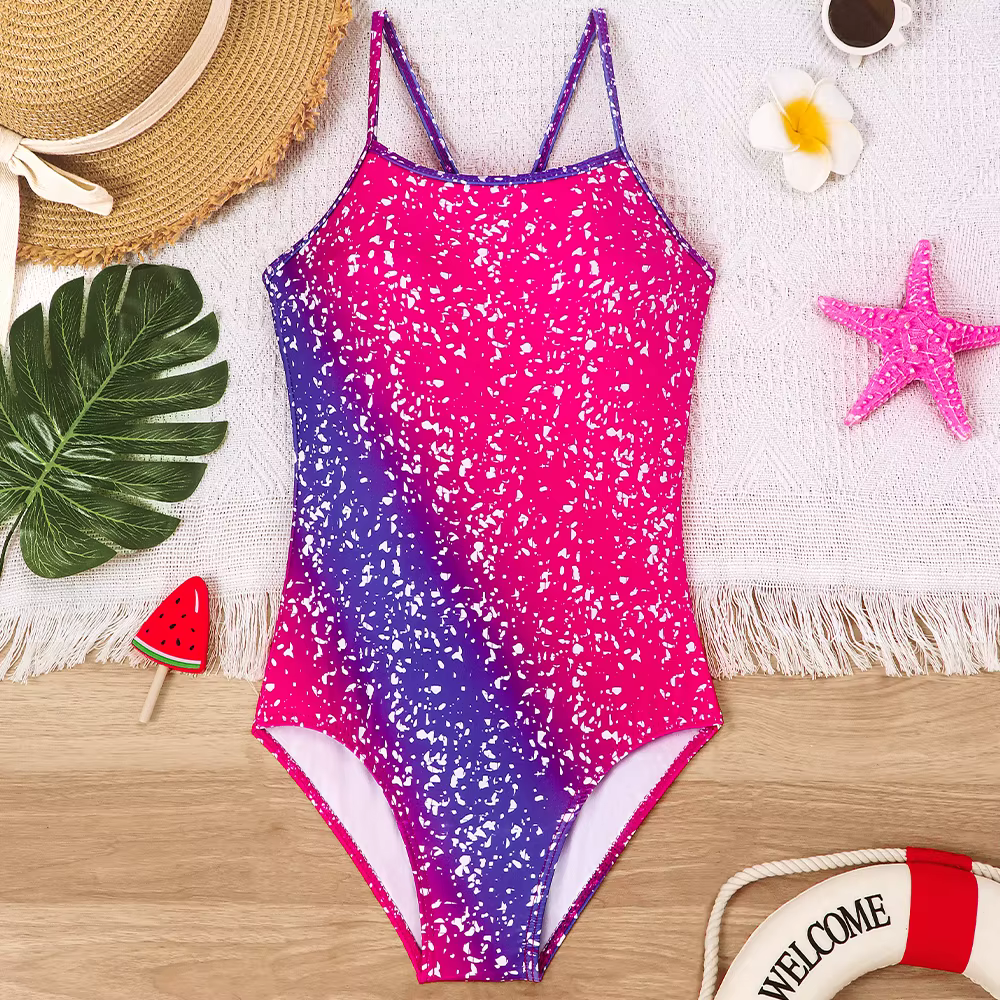 Traje de baño deportivo niñas cuello halter secado rápido