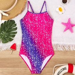 Traje de baño deportivo niñas cuello halter secado rápido