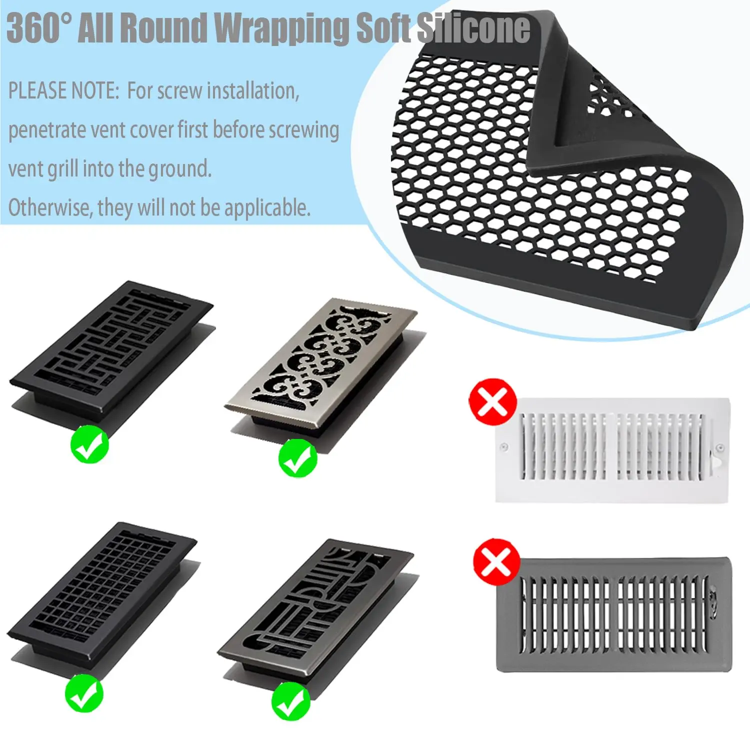 Cubierta de ventilación de silicona suave a prueba de bebés para pared del hogar/techo/registro de suelo cubierta Deflectora de ventilación de aire de suelo a prueba de niños - imagen 3