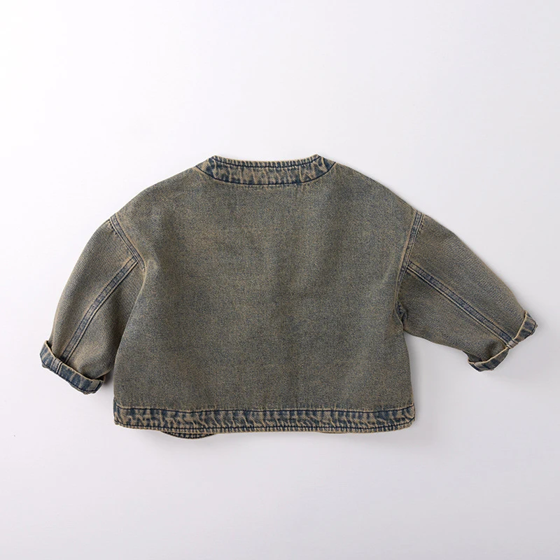 MILANCEL nuevo abrigo de otoño para niños 1-6T chaqueta Vintage desgastada para niñas versión coreana prendas de vestir finas y holgadas para niños - imagen 2