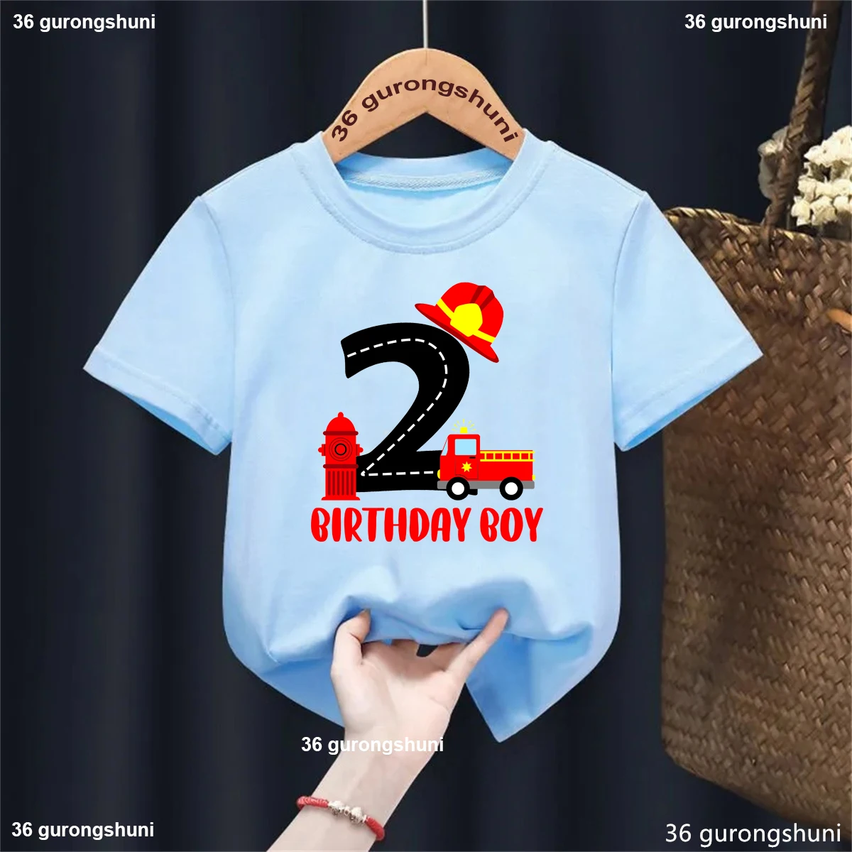 Camiseta con estampado de vehículo de ingeniería para niños y niñas, el mejor regalo de cumpleaños, ropa Kawaii para niños, 2 ° cumpleaños