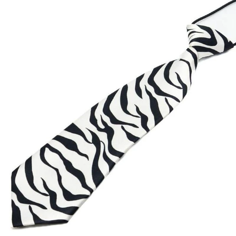 M76C Corbata elástica preatada rayas multicolor estampado leopardo niños corbatas seda imitación puesta en escena - imagen 4