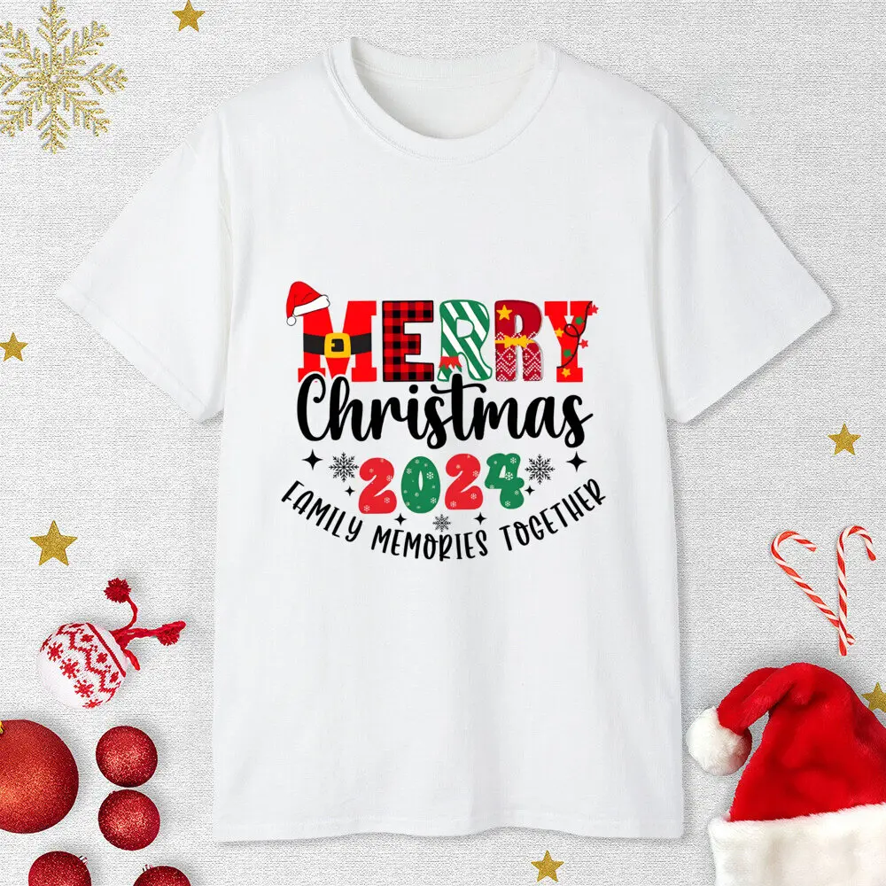 Camiseta con estampado de Feliz Navidad para toda la familia, traje a juego, Tops, ropa de Navidad, 2024 - imagen 4