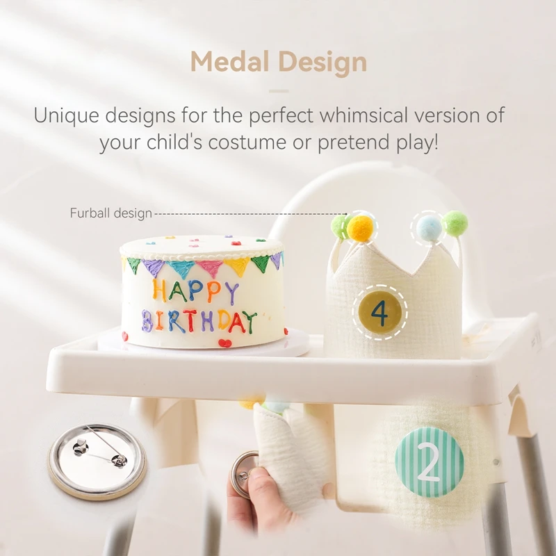 Sombrero de fiesta de cumpleaños para bebé, Mini sombrero con diadema de corona colorida con números, accesorios de fotografía para fiesta de recién nacido, regalos de decoración para fiesta de cumpleaños - imagen 4