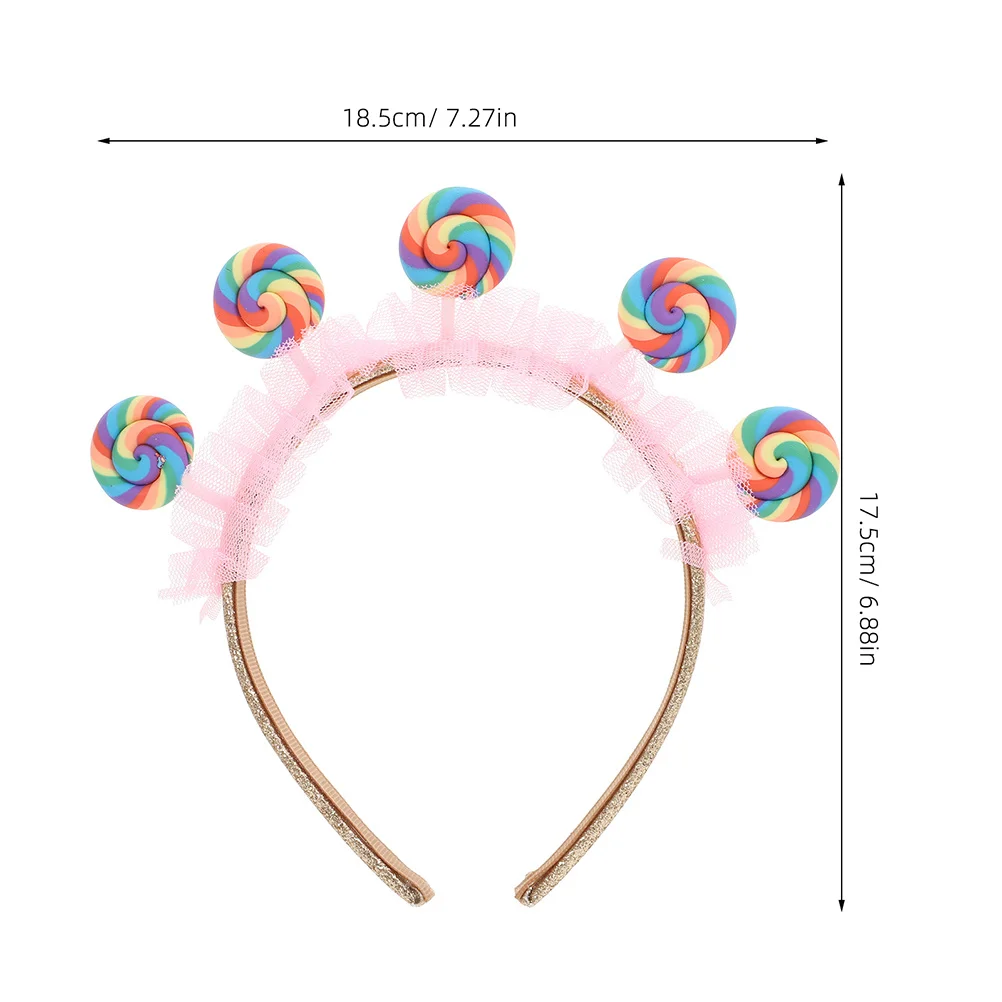 Diadema para niños con diseño de piruleta dulce, diseño de dulces inspirado en la princesa para fiestas temáticas, uso diario, ajuste cómodo antideslizante, 2 uds. - imagen 5