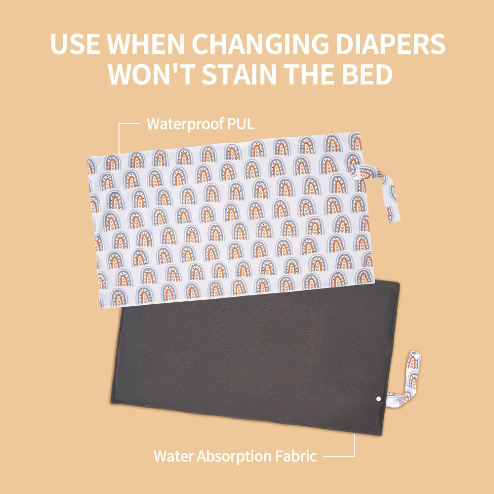 HappyFlute-alfombrilla de cambio carbón bambú, almohadilla portátil impermeable, Sábana suave, almohadillas cama, 40x70cm, 2 unidades por juego - imagen 3