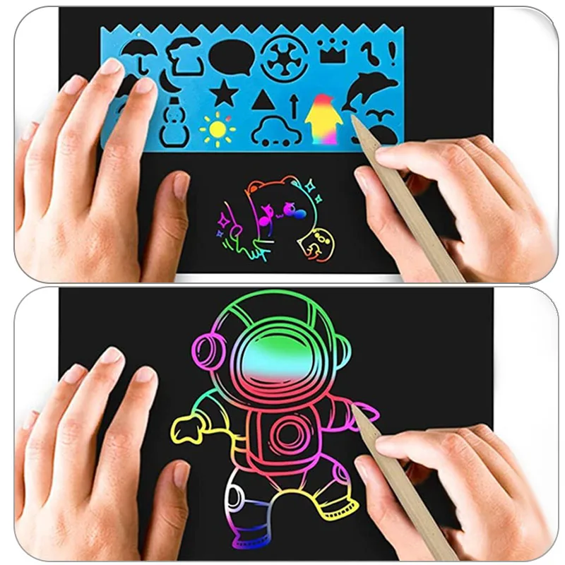 Papel para rascar de 16K/32K, colorido arcoíris, multifunción, pintura para rascar, bricolaje, para aula de arte, TMZ, 10/20 piezas - imagen 3