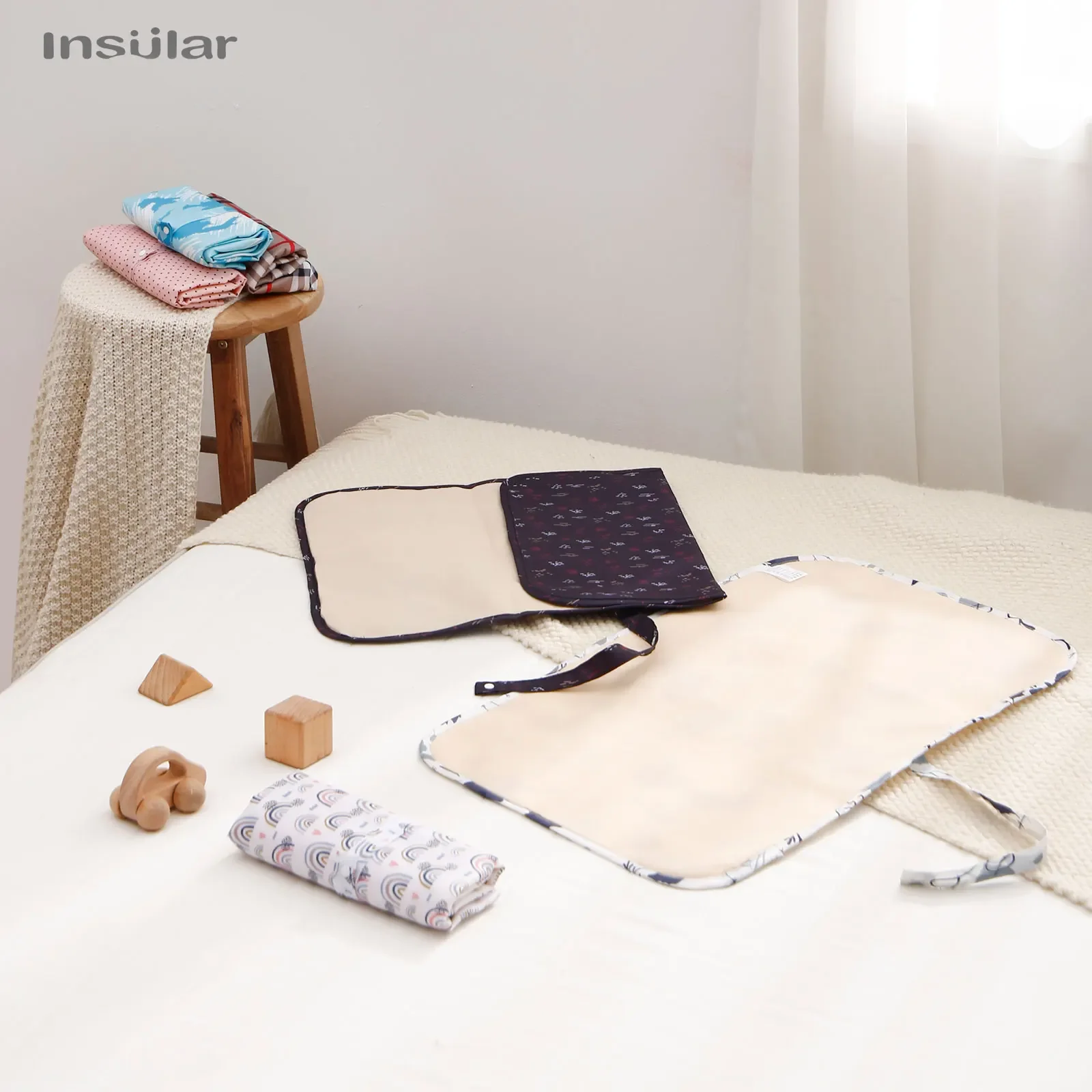 Cambiador de pañales plegable impermeable para bebé, cambiador portátil para recién nacido, sábana de pañal de tela Oxford duradera