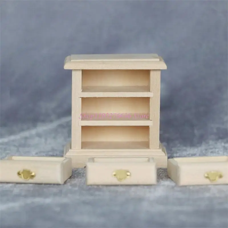 Mesita noche para casas muñecas R6FD 1/12, muebles en miniatura hechos a mano, diseño cajón - imagen 5