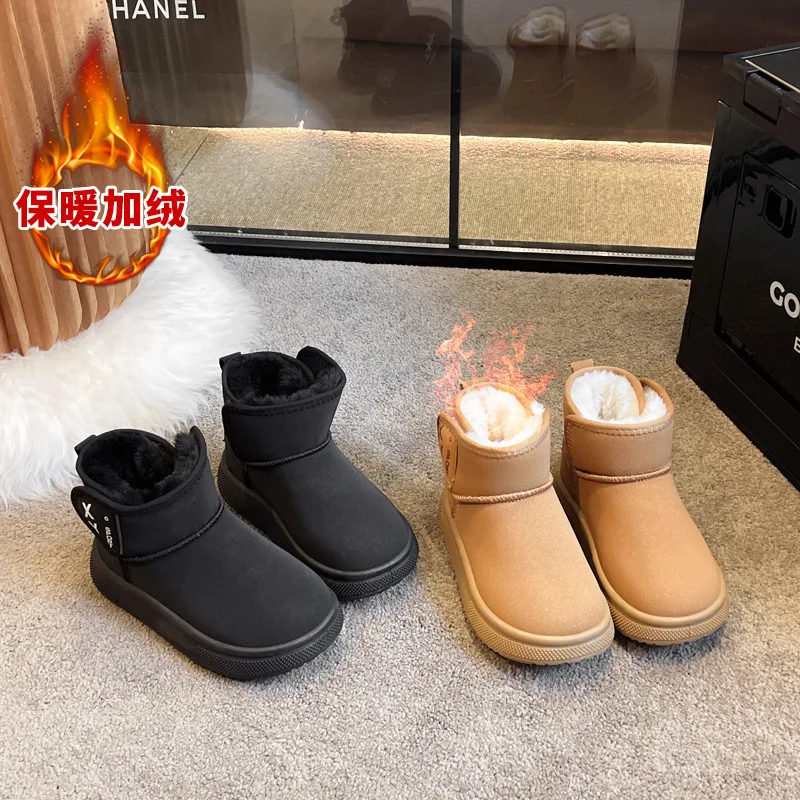 2025 botas de nieve de lana gruesa para niños, botas de algodón de fondo suave, botines cálidos de invierno para bebés y niñas, zapatos cómodos para niños pequeños - imagen 3