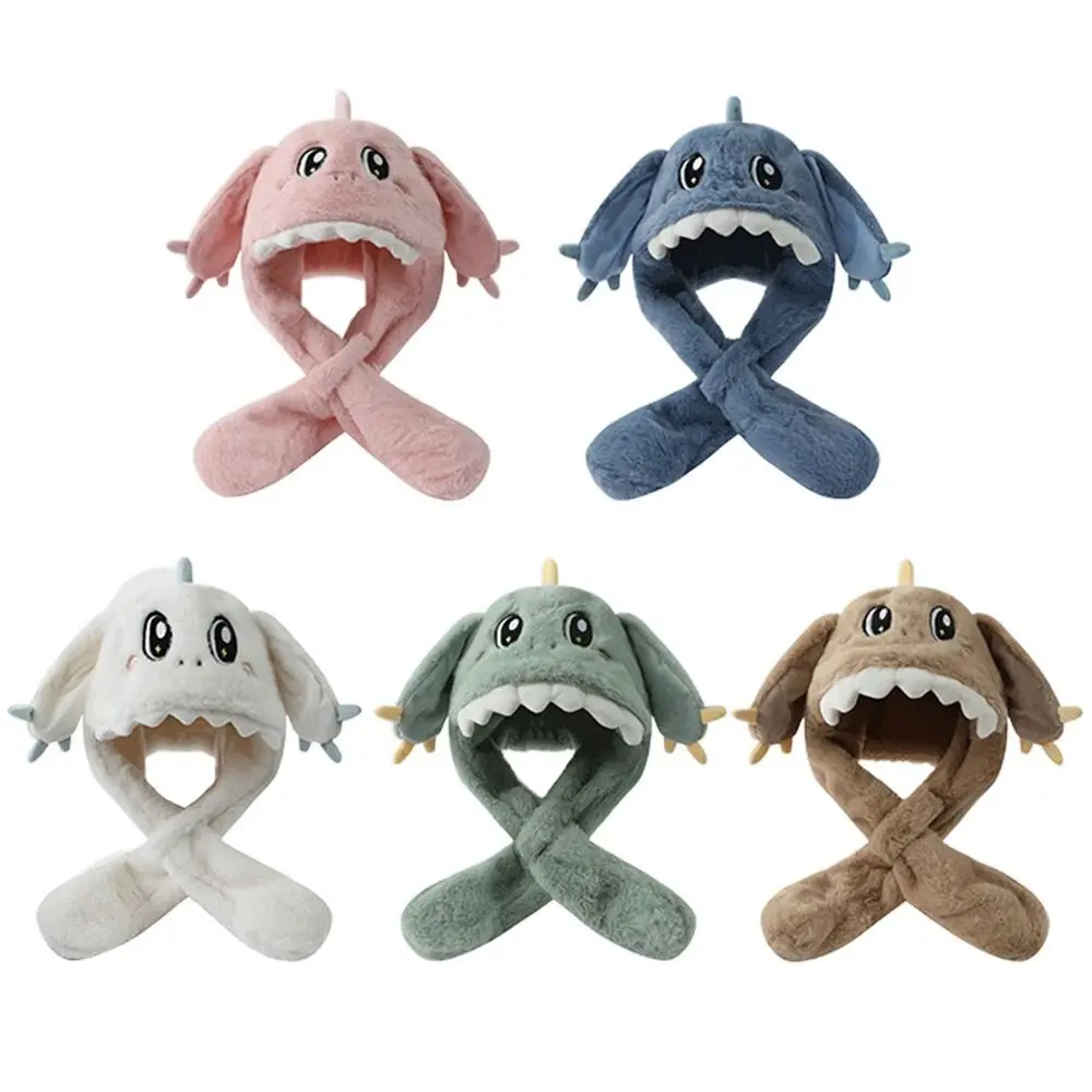 Gorro cálido a la moda con bufanda a prueba de viento, gorro protector de oreja cálido con dragón de dibujos animados, gorros de una sola pieza a prueba de frío, bufandas para Otoño e Invierno - imagen 4