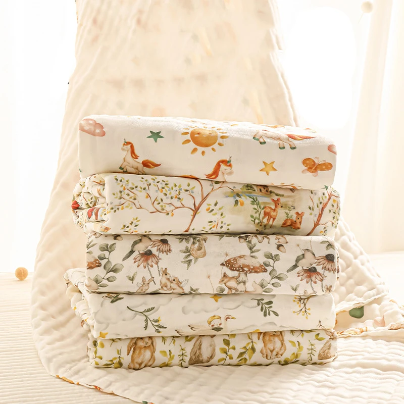 Toalla de baño para bebé de 105x105cm, manta envolvente para niños, ropa de cama de 6 capas, gasa de burbujas de clase A, toalla de algodón, manta de muselina